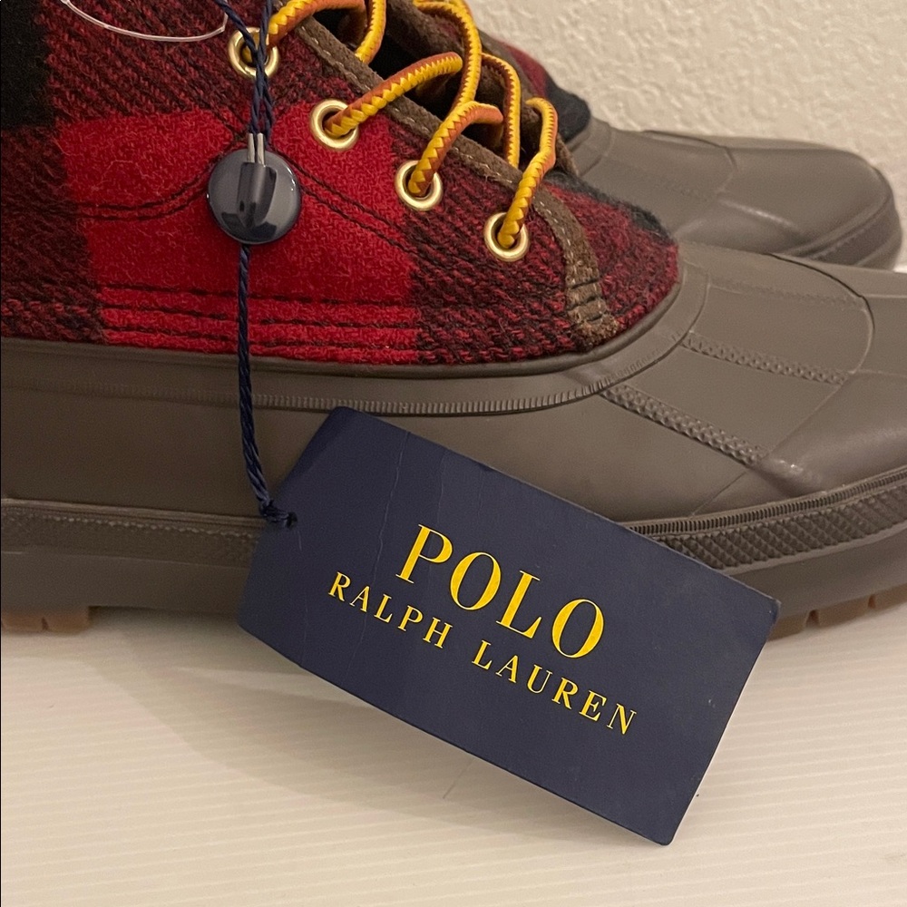 Polo Ralph Lauren Men's Claus Plaid Wool Lace-Up Duck Boots - Picture 13 of 16
